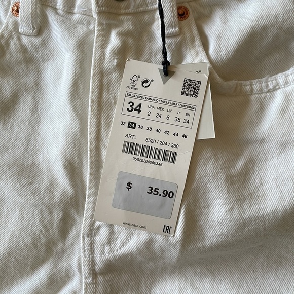 ZARA Women’s White Jean Shorts NWT - Picture 4 of 6